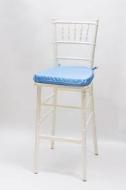 Ivory Wooden Chiavari Barstool By Vision Furniture With Ocean Blue Bengaline Cushion With Ties Bar Stools Furniture Chiavari
