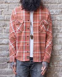 Indigofera Bryson Shirt Bleached Orange Brown Shirts Flannel Shirt Menswear