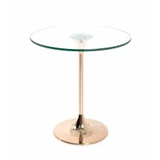 Structure en acier, chromé brillant ou laqué. Table D Appoint Ronde En Verre Lya 47cm Or