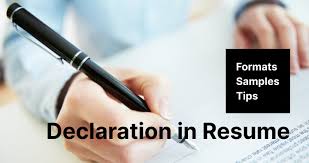 If you skim through the current samples of resume templates , you'd find that the declaration part is still included in some of them. Declaration In Resume Formats Examples Writing Guide Cakeresume