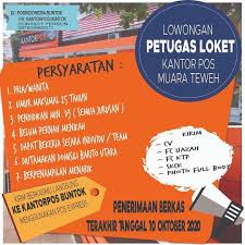 Pt pos indonesia (persero) adalah badan usaha milik negara indonesia alias bumn yang bergerak di bidang layanan pos. Lowongan Kerja Pt Pos Indonesia Persero Lowongan Kerja Kalimantan Tengah