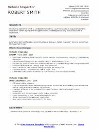 Vehicle Inspector Resume Samples Qwikresume