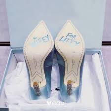 Chaussettes couleur ciel en coton. Elegant Bleu Ciel Promo Chaussures Femmes 2018 Cuir 10 Cm Faux Diamant Talons Aiguilles A Bout