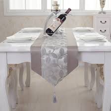 Elegant Handmade Grey Leaf Damask Tassel Wedding Party Bed Table Runner Cloth 80 Inch Approx Read Mo Bed Table Dining Table In Kitchen Table Runners Wedding