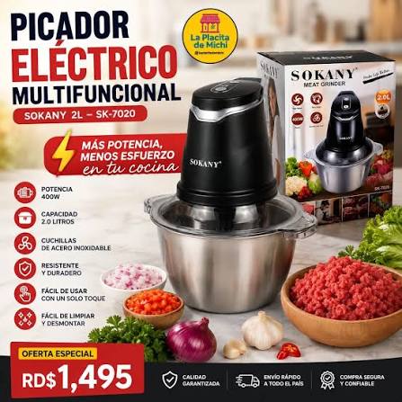 🔪✨ PICADOR ELÉCTRICO MULTIFUNCIONAL SOKANY 2L – MÁS POTENCIA, MENOS  ESFUERZO EN TU COCINA ✨🔪 🆔 Cod. SK-7020 💰 RD$1,495 ¿Cansado de picar  cebolla, ajo, vegetales o carne a mano? Con el
