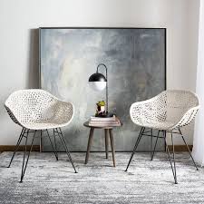 Safavieh Jadis Modern Glam Leather Woven Dining Chair Set Of 2 Walmart Com Woven Dining Chairs Dining Chairs White Dining Chairs