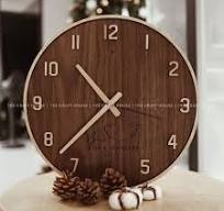 Silent Walnut Wooden Wall Clock - Full Numerals