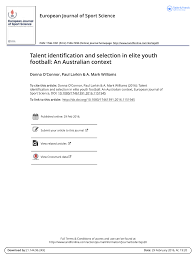 Apakah young talent development programme @ ytp mara? Pdf Talent Identification And Selection In Elite Youth Football An Australian Context