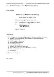 Danach wurden die mitglieder per brief (infopost) eingeladen. 2 2 3 Mustereinladung Fa R Eine Mitgliederversammlung