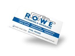 Gloss business cards accentuate colour and gives depth, making images more vibrant with a dramatically shiny finish; Eumundi Plumbers Business Cards Ausgraphics