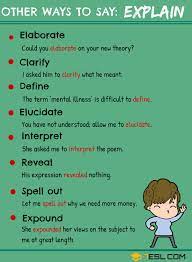 Explain Synonym 9 Synonyms For Explain In English 7 E S L English Words Learn English Words English Phrases