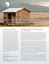 Institutional Capacity for Natural Disasters: Methodology for Case Studies  in Africa