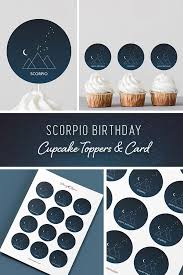 Overcome birthday party performance anxiety with these funky, printable cupcake toppers. Party Supplies Card Set Printable Cupcake Toppers Constellation Printable Card Instant Download Scorpio Zodiac Sign Cupcake Toppers Birthday Paper Party Supplies