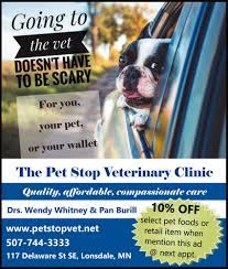 We are a full service, small animal veterinary hospital. Quality Affordable Compassionate Care The Pet Stop Veterinary Clinic Lonsdale Mn