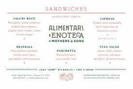 Maybe you would like to learn more about one of these? Lucky S Delicatessen On Twitter Durham Are You Ready Alimentari At Mothers Sons Is Rolling Out Sandwiches This Week Thursday Thru Saturday Check Out The Menu We Re So Stoked Order Online Https T Co Zbxvnr6zsi