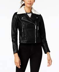 Michael Michael Kors Petite Faux Fur Trim Leather Moto Jacket Black P Xxl Shearling Collar Trendy Plus Size Clothing Trendy Outfits