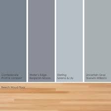 Bluish Green Gray Paint Picks Warm Up These Cool Hues By Pairing Them With A Light Wood Floor Such As B Light Wood Floors Floor Paint Colors Green Grey Paint