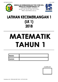Ujian 1 Matematik Tahun 1 2018