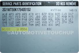 Chevrolet Paint Code Locations Touch Up Paint