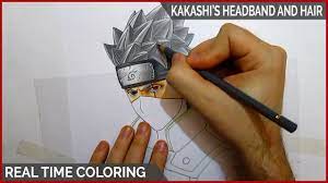 Drawing Kakashi's Headband And Hair || Real Time Coloring - Youtube