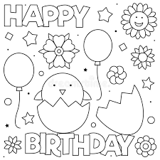 Join the celebration and show. Happy Birthday Coloring Page Vector Illustration Of Chicken Stock Vector Illustration Of Abstract Flower 146832346