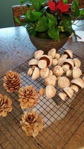 Marzipan Pine Cones And Meringue Mushrooms For Buche De Noel Meringue Mushrooms Stuffed Mushrooms Marzipan