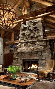 Rustic Living Room I Like The Accent Pin Lighting On The Fireplace Which In Itself Is Breath Taking Living Room Decor Rustic Rustic House Rustic Retreat