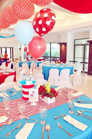 Cat In The Hat Party Planning Ideas Supplies Idea Birthday Decorations Dr Seuss Birthday Party Dr Seuss Baby Shower Baby Shower Table Centerpieces