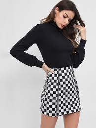 Black And White Checkered Skirt Outfit Zippers Mini Checkered Skirt Red White Ad Checkered Mini Zippers White Red Ad Checkered Skirt Outfit Checkered Skirt High Waisted Denim Skirt