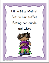 Mother goose nursery rhymes i n this gallery are nine images of mother goose nursery rhymes along with the rhymes themselves. Little Miss Muffet Nursery Rhyme Packet Mamas Learning Corner