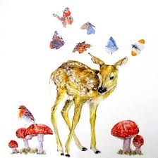 Fawn Decal Woodland Wall Art Nursery Decor Toadstools Fawn Etsy Woodland Wall Art Woodland Decal Wall Stickers Woodland