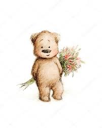 A teddy bear with flowers Stock Photo by ©Abramskaya 88036832