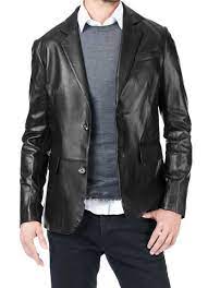 Nf Leather New Men S Genuine Lambskin Real Leather Blazer Jacket Two Button Slim Fit Coat Item D Mens Leather Blazer Lambskin Leather Blazer Leather Jacket Men
