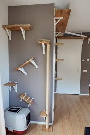 Diy Cat Shelf Ideas In The Wall Homemydesign Shapes for the sides facing outward from the wall for the cats to look out of.