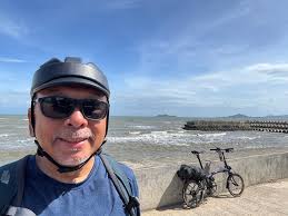 Folding bike riders in the middle of nowhere