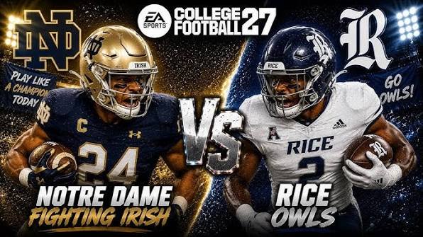 College Football 27 - Notre Dame vs Rice - YouTube