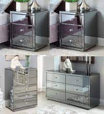 This is to help prevent damage to both the legs and your flooring, especially as you may be moving the table more frequently. Vegas Smoke Mirrored Bedside Tables Dresser And Tallboy Package