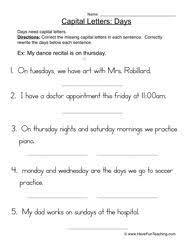 Capital Letters Worksheet 1 Capital Letters Worksheet Capitalization Worksheets Punctuation Worksheets
