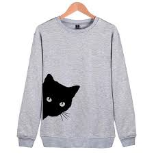 Peeking Cat Sweatshirt Sweatshirts Casual Sweatshirt Sweatshirts Women