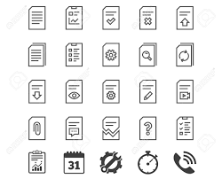 It is the process of maintaining folders, documents and multimedia into catego file management is the storing, naming, sorting and handling computer files. Document Management Line Icons Set Of Report Checklist And Copy Signs Download File Remove And Attach Clip Symbols Search Edit And Corrupt File Report Calendar And Service Signs Vector Royalty Free Cliparts