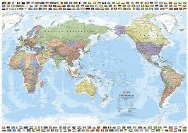 One page or up to 8 x 8 for a wall map. Laminated World Map Pacific Centred With Flags Poster 70x100cm Australia Ebay