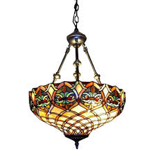 2020 popular 1 trends in lights & lighting with kitchen lamp tiffany and 1. Warehouse Of Tiffany 2 Light Brass Inverted Hanging Pendant With Ariel Stained Glass Warehouse Of Tiffany Hanging Pendants Tiffany Style