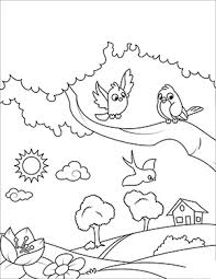 Ausmalbild Fruhling Vogel Auf Dem Ast Ausdrucken