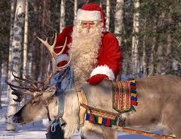 Father Christmas North Pole Santa Claus His Reindeer Taking A Break What A Santa And Reindeer Christmas Animals Christmas Reindeer