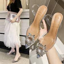 2020 popular 1 trends in shoes with high heel shoes genshuo and 1. Luxury Brand Women Pumps Sexy High Heels Transparent Vamp Rhinestone Shoes Female Slingback Ladies Sapato Feminino 2019 Shopee Malaysia