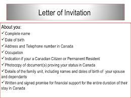 The invitation letter for a visa. Presentation For Sponsorship And Super Visa