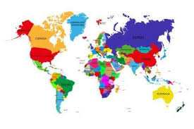 Colored Political World Map With Names Of Sovereign Countries And Larger Dependent Territories Different Colors For Each Countries Wall Mural Pixers We Li Color World Map World Map World Map Design