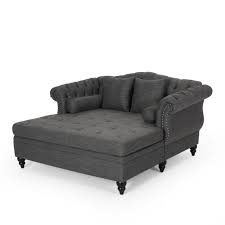 Having a chaise lounge indoor is an acquired taste. Noble House Sonne Fabric Tufted Double Chaise Lounge With Accent Pillows Charcoal And Dark Brown Walmart Com Walmart Com