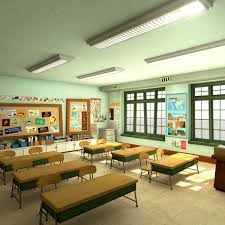 3d Model Cartoon Classroom Scene Episode Interactive Backgrounds Anime Classroom Animation Schools
