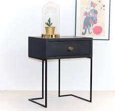 Make your space work better for you with narrow bedside tables to maximise your small bedroom. Black Bedside Table Mid Century Industrial Style Solid Oak Etsy Black Bedside Table Black Bedside Midcentury Bedside Table